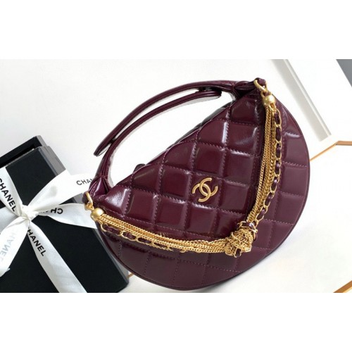 Chanel AP3943 Pouch Bag in Burgundy Grained Shiny Calfskin