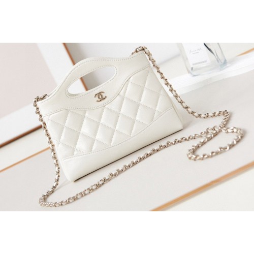 Chanel 31bag  Nano Clutch With Chain Bag in White Leather