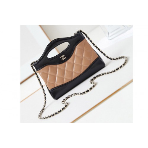 Chanel 31bag  Nano Clutch With Chain Bag in Black/Brown Leather