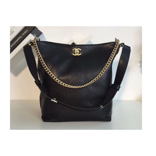 Chanel Calfskin Hobo Handbag Black and Red A57576