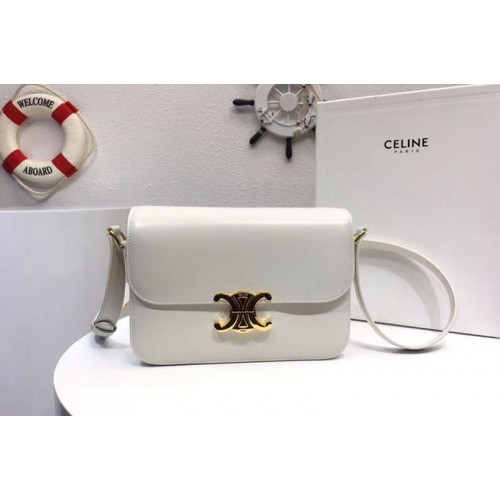 Celine Medium Triomphe Bags White Shiny Calfskin