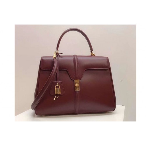 Celine Medium Small 16 Bag in satinated calfskin Leather Dark Red