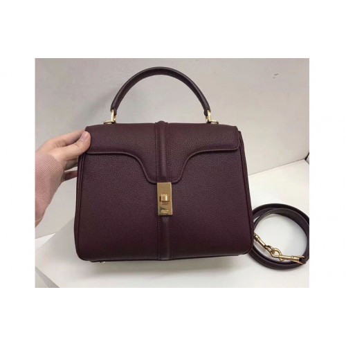 Celine Medium Small 16 Bag in Grained calfskin Leather Bordeaux