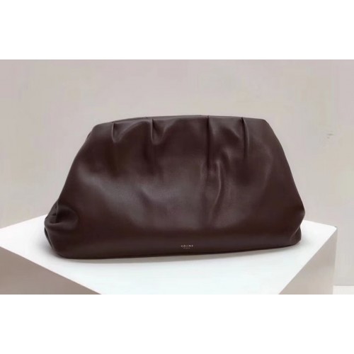 Celine Clasp Clutch Bags Original Calfskin Leather Brown