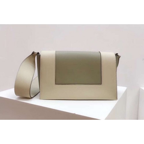 Celine Medium Frame Shoulder Bag Smooth Calfskin Leather Green Beige
