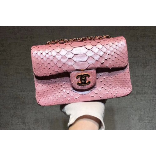 Chanel Flap Original Python Leather Shoulder Bag 1116 Pink