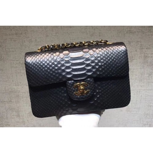 Chanel Flap Original Python Leather Shoulder Bag 1116 Black