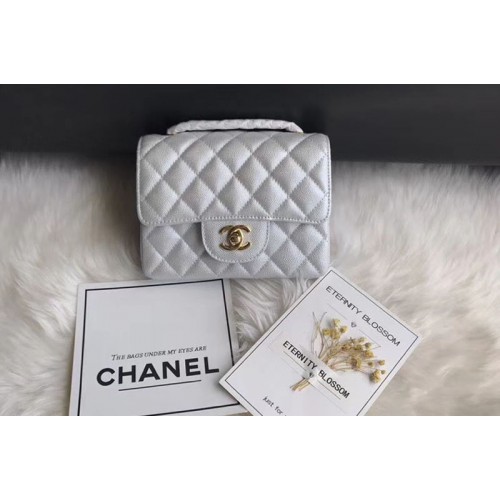 Chanel Classic Flap Bags original Sheepskin Leather 1115 White Gold Chain
