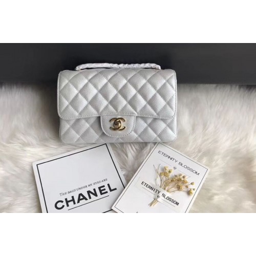 Chanel Original Caviar Leather Flap cross-body bags CF1116 White Gold Chain