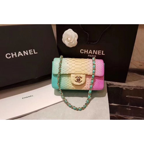 Chanel mini Classic Flap Bag Original Python Leather A1116 Multicolor