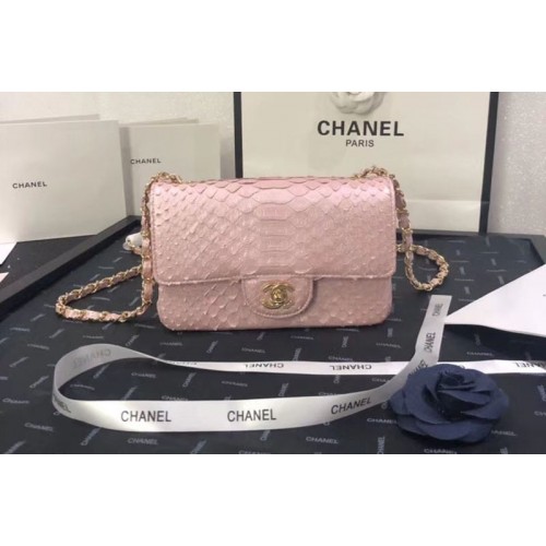 Chanel mini Classic Flap Bag Original Python Leather A1116 Pink