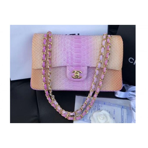 Chanel Original Python Leather Shoulder Bags CF1112 Pink Multicolor