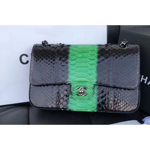 Chanel Original Python Leather Shoulder Bags CF1112 Black&Green
