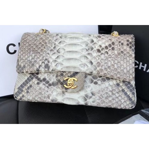 Chanel Original Python Leather Shoulder Bags CF1112 Beige