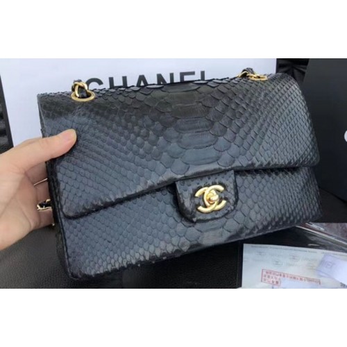 Chanel Original Python Leather Shoulder Bags CF1112 Black
