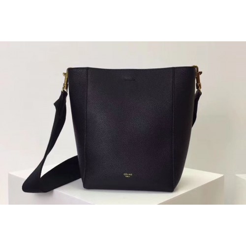 Celine Sangle Small Bucket Bags Soft Grained Calfskin Leather Black