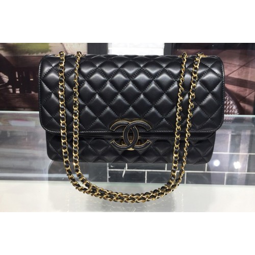 Chanel 2.55 Flap Bags with Gold Chain in Black Calfskin Leather