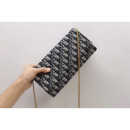 Dior S5401 Clutch Wallets blue Dior Oblique jacquard canvas