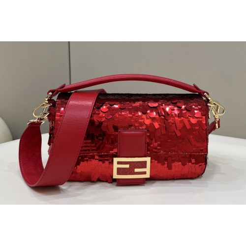 Fendi medium Baguette bag in Red sequined bag