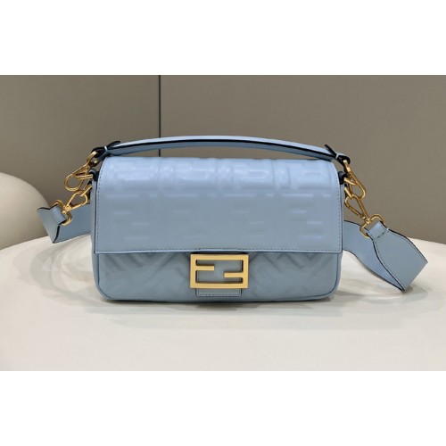 Fendi 8BR600 Baguette medium bag in Blue nappa leather bag