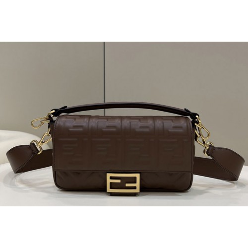 Fendi 8BR600 Baguette medium bag in Dark Coffee nappa leather bag