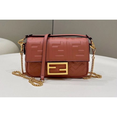 Fendi 8BS017 Baguette Mini bag in Dark Pink nappa leather bag