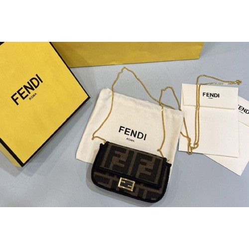 Fendi 7AR844 Nano Baguette Charm in Brown fabric charm