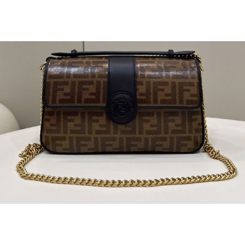 Fendi 8BT297 Shoulder Bag in Brown FF canvas bag