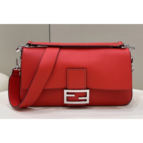 Fendi 8BR771 Baguette Large Bag in Red full grain leather