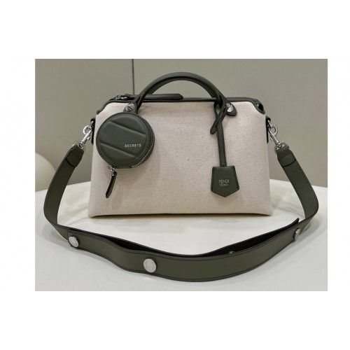Fendi 8BL124 By The Way Boston bag in White fabric With Green