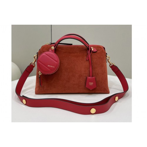 Fendi 8BL124 By The Way Boston bag in Red Suede Leather