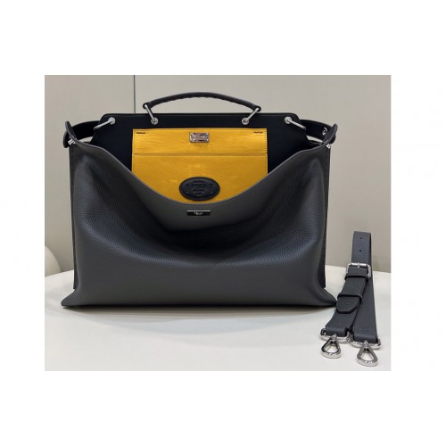 Fendi 8BN304 Peekaboo ISeeU Large Bag in Grey leather