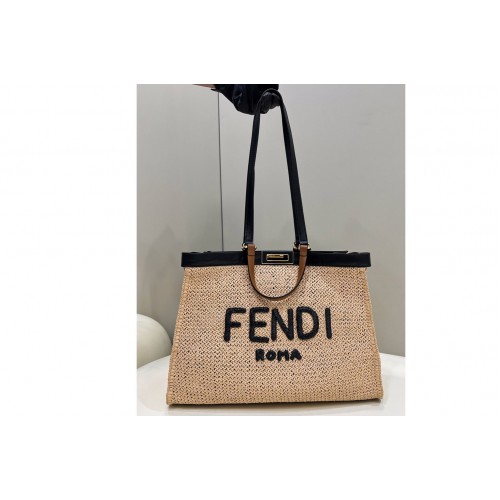 Fendi 8BH374 X-TOTE Medium Bag in Natural raffia
