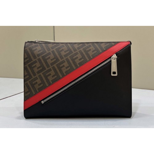 Fendi 7VA433 Clutch Bag in FF Canvas and Leather