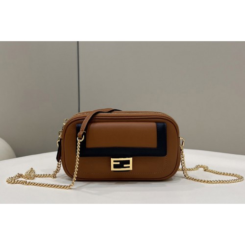 Fendi Easy 2 Baguette leather shoulder bag in Brown Leather