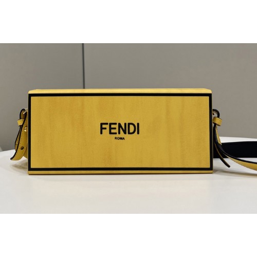 Fendi 8BT340 Horizontal Box Crossbody Bag in Yellow Leather