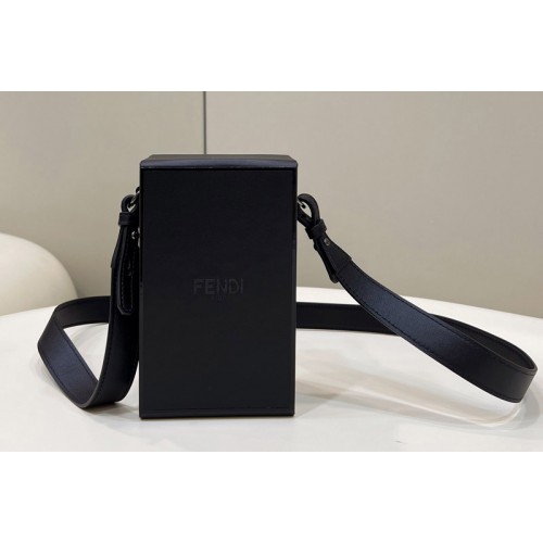 Fendi 7VA519 Fendi Box Shoulder Bag in Black Leather