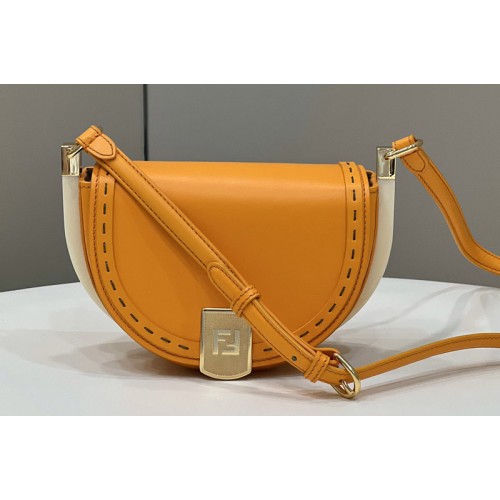 Fendi 8BT346 Moonlight Saddle Bag in Orange Leather