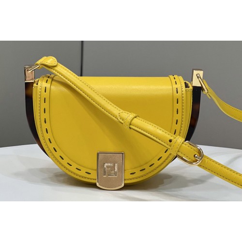 Fendi 8BT346 Moonlight Saddle Bag in Yellow Leather