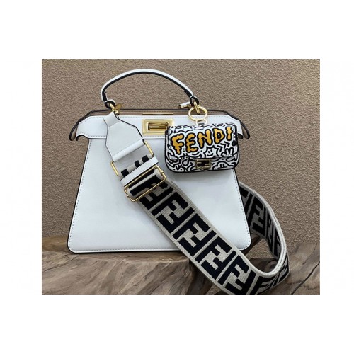 Fendi 8BN327 Peekaboo Iseeu Small Bag in White leather