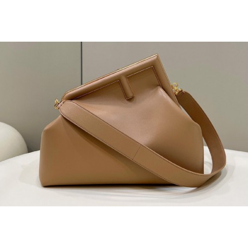 Fendi 8BP127 Fendi First Medium bag in Beige leather