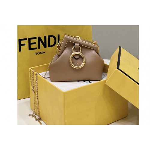 Fendi 7AS051 Nano Fendi First Charm Bag in Beige nappa leather