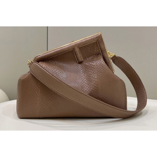 Fendi 8BP127 Fendi First Medium bag in Brown python leather