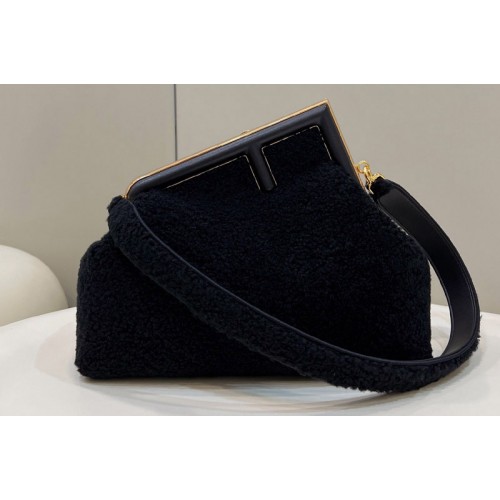 Fendi 8BP127 Fendi First Medium bag in Black sheepskin