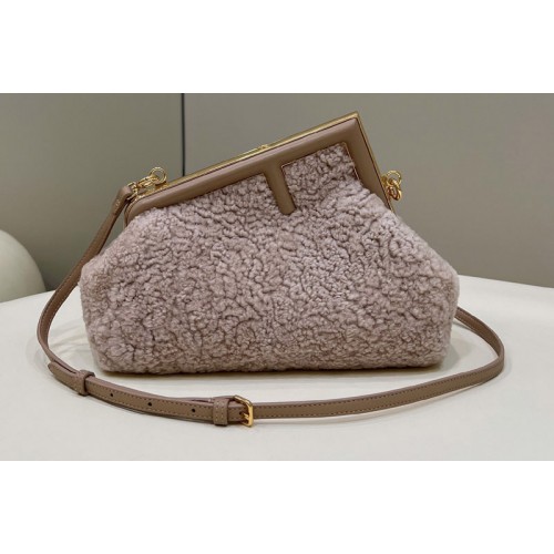 Fendi 8BP129 Fendi First Small bag in Pink sheepskin