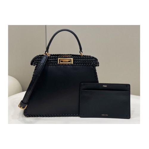 Fendi 8BN321 Peekaboo Iseeu Medium Bag in Black Leather