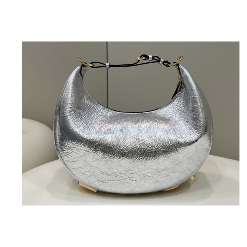 Fendi 8BR799 Fendigraphy Medium hobo Bag in Silver Leather