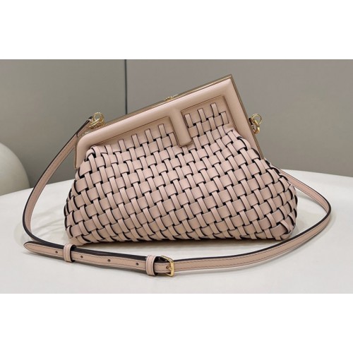 Fendi 8BP129 Fendi First Small Bag in Pink braided leather