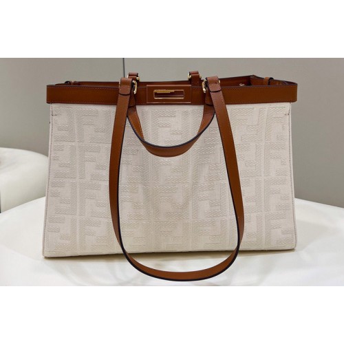 Fendi 8BH374 Medium X-Tote bag in White canvas FF