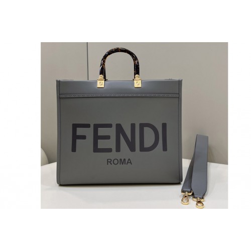 Fendi 8BH372 Sunshine Medium Shopper Bag in Grey leather
